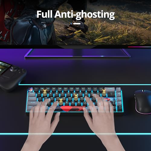 surmen 60% Wired Mechanical Gaming Keyboard, 68 Keys Backlit Ultra-Compact Mini Office Keyboard with Red Switch for PC/Mac Gamer, Typist (68 Dark) - color: 68 Dark