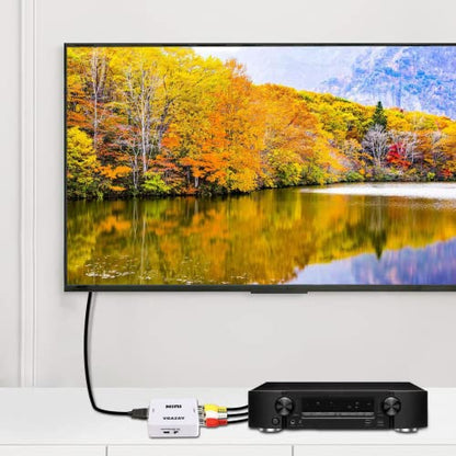 XMSJSIY VGA to AV RCA Composite Converter Adapter Box with USB Power Cable HD 1080P Audio Video Converter PC to TV Set Top Box