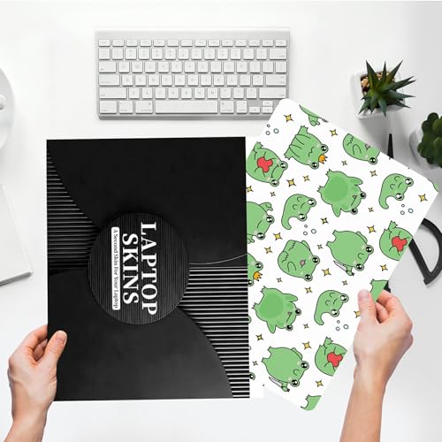 Universal Laptop Skin Sticker with 2 Wrist Pad Skins, Waterproof Scratch Resistant Vinyl Laptop Cover Decal, Cut to Fit for 11–15.6 Inch MacBook HP Dell Lenovo, Frog Heart - color: Frog Heart
