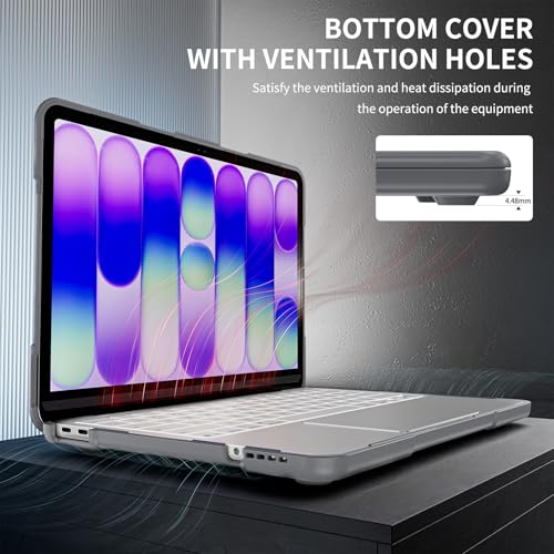 Batianda Heavy Duty Case for MacBook Neo 13 Inch 2026, Grey | Fits Model A3404 A18 Pro Chip, Ergonomic Foldable Stand Holds 22lbs, TPU Bumper, Matte Translucent Shockproof Hard Shell - color: Grey