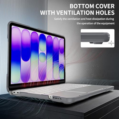 Batianda Heavy Duty Case for MacBook Neo 13 Inch 2026, Grey | Fits Model A3404 A18 Pro Chip, Ergonomic Foldable Stand Holds 22lbs, TPU Bumper, Matte Translucent Shockproof Hard Shell - color: Grey