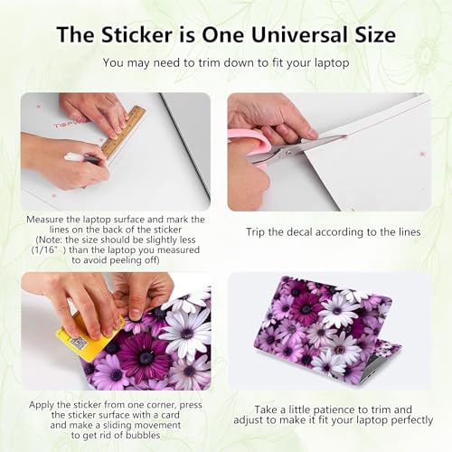 Laptop Skin Sticker Decal, Universal Reusable Vinyl Laptop Cover for 12" 13" 13.3" 14" 15" 15.4" 15.6" Notebook PC, Reusable Waterproof Scratch-Resistant with 2 Wrist Pads,Chrysanthemum Wildflower - color: Chrysanthemum Wildflower
