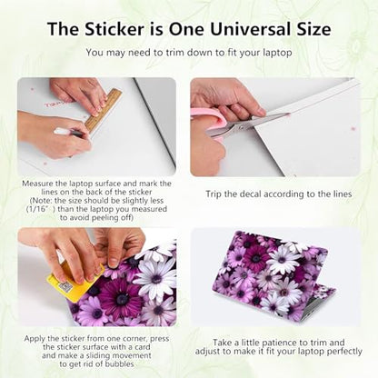 Laptop Skin Sticker Decal, Universal Reusable Vinyl Laptop Cover for 12" 13" 13.3" 14" 15" 15.4" 15.6" Notebook PC, Reusable Waterproof Scratch-Resistant with 2 Wrist Pads,Chrysanthemum Wildflower - color: Chrysanthemum Wildflower