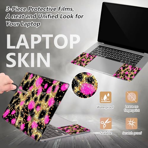 12.1”-15.6” Laptop Skin Sticker (Fits 13”, 13.3”, 14”, 15”, 15.4”) | Reusable Universal Protective Vinyl Art Decal Cover | Waterproof & Scratch-Resistant |Gold Pink Leopard Print - color: Gold Pink Leopard Print