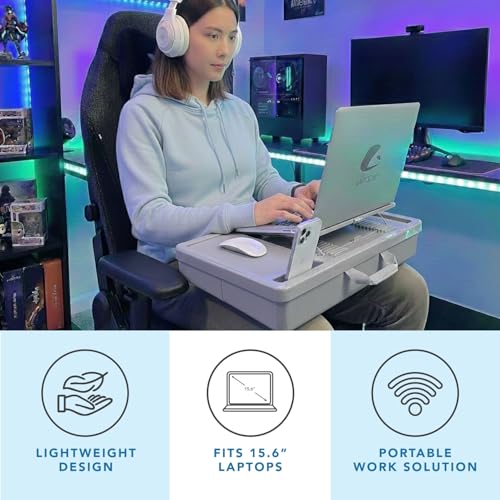 LAPGEAR Ergonomic Pro Lap Desk - Gray, Fits 15.6" Laptops - color: Gray, size: Ergonomic Pro 2.0