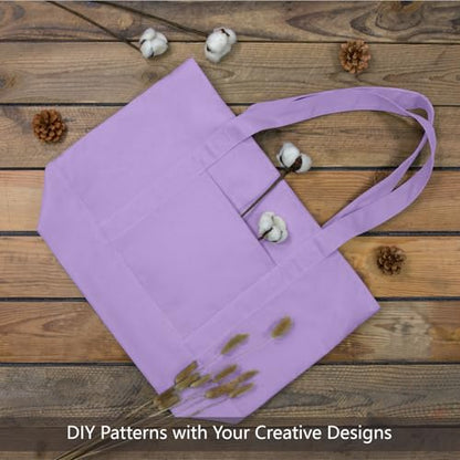 TOPDesign 1-Pack Canvas Tote Bag with an External Pocket, Reusable Grocery Shopping Bag, Top Zipper Closure, Daily Essentials (Lavender) - color: Lavender