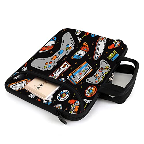 15.6" laptop sleeve chromebook case adjustable shoulder strap with handle accessory pocket (Games) - color: Games