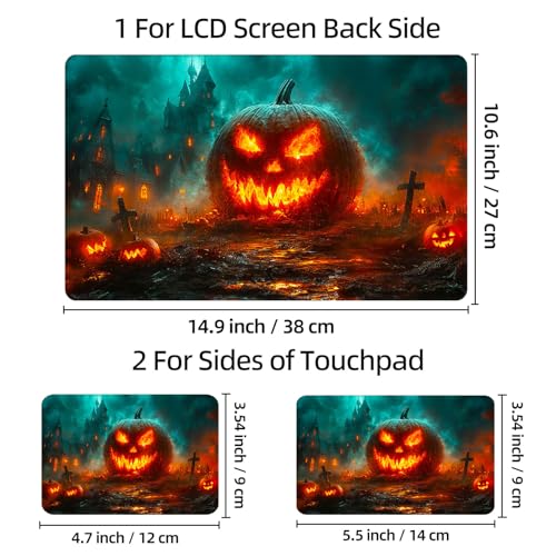 Universal Laptop Skin Sticker Decal, 12"-15.6" Aesthetic Vinyl Wrap, Halloween Pumpkin Castle Waterproof Notebook Cover Art Protector for MacBook HP Dell Lenovo, Fits 13" 14" 15" 15.6" - color: Halloween Pumpkin Castle