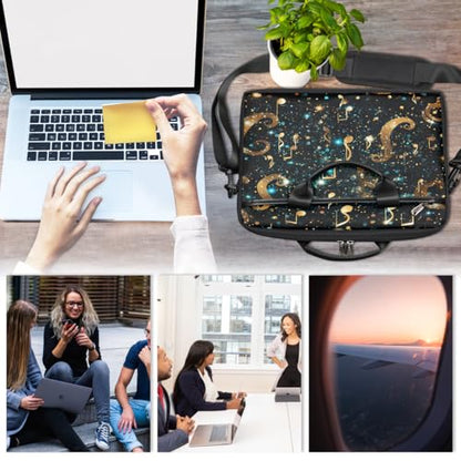 Laptop Shoulder Bag for Women Men, Waterproof Computer Case Messenger Bag Briefcase for Business Office Travel - color: Music Note Symbols