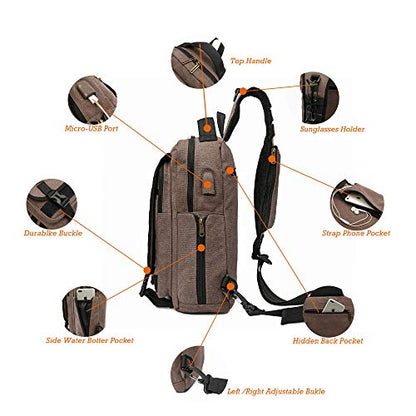 NICGID Sling Bags Chest Shoulder Backpacks, Laptop Backpack Crossbody Messenger Bag Travel Outdoor Men Women - color: Coffee-808, size: 13.3 inch