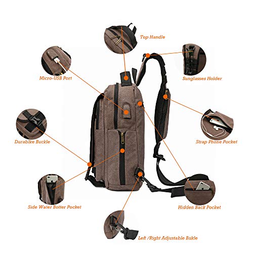 NICGID Sling Bags Chest Shoulder Backpacks, Laptop Backpack Crossbody Messenger Bag Travel Outdoor Men Women - color: Coffee-808, size: 13.3 inch