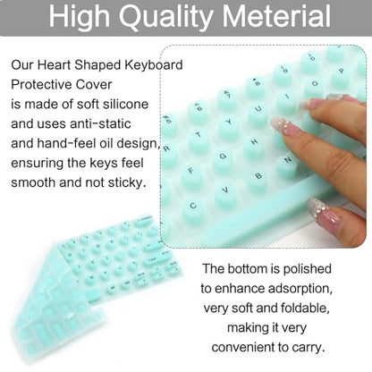 Raised Keyboard Cover for Long Nails, Heart Shaped Keyboard Protective Cover Nail Beauty Keyboard Compatible with HP EliteBook x360 G9 14" etc. (Green) - color: Green
