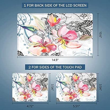 Laptop Skin Sticker Decal 15-15.6 Inches, Universal Reusable Vinyl Sticker for 12.1 13 13.3 14 15.4 Inches Netbook/Notebook PC, Waterproof & Scratch-Resistant (Gorgeous Flowers) - color: Gorgeous Flowers