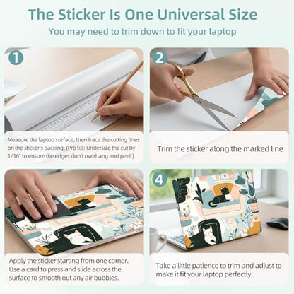 Universal Laptop Skin Decal, 3-Piece Vinyl Protector for 12 13 14 15.6" Notebook, Waterproof Anti-Scratch, Easy Trim & Bubble-Free Finish, Featuring Cats Lounging on Cozy - color: Featuring Cats Lounging on Cozy