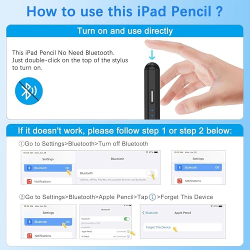 Stylus Pen for Apple iPad A16/11th 2026-2018 iPad Pencil A16/11/10/9/8/7/6,Air 11"/13" M4/M3/M2/5th-3rd,Pro 13"/11"/M4/12.9",Mini A17 Pro/6/5th Stylus Palm Rejection Tilt Sensitivity Fast Charge-Black - color: Black, size: 1pack