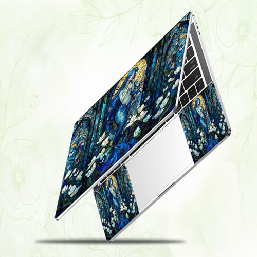 Laptop Skin Sticker Decal, Universal Reusable Vinyl Laptop Cover for 12" 13" 13.3" 14" 15" 15.4" 15.6" Notebook PC, Reusable Waterproof Scratch-Resistant with 2 Wrist Pads,Art Mermaid Girl - color: Art Mermaid Girl
