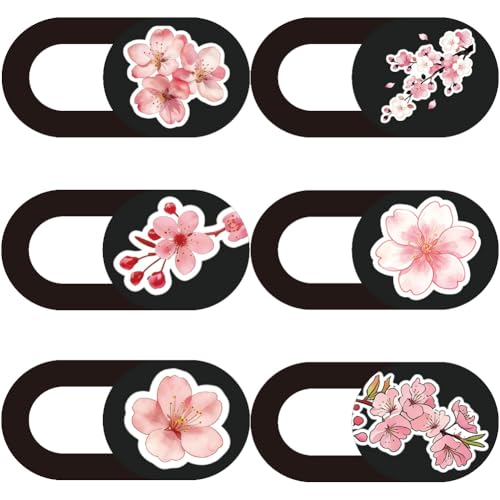 6Pcs 6 Styles Camera Cover Slide Flowers Pattern, Phone Front Camera Blocker 0.04 Inch Ultra Thin Privacy Guard Accessories for Laptop Desktop Computers Tablet Notebook Mini PC Office Use - color: Flowers