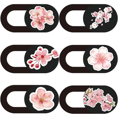 6Pcs 6 Styles Camera Cover Slide Flowers Pattern, Phone Front Camera Blocker 0.04 Inch Ultra Thin Privacy Guard Accessories for Laptop Desktop Computers Tablet Notebook Mini PC Office Use - color: Flowers