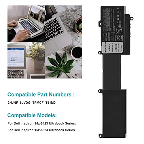Futurebatt 2NJNF Laptop Battery for Dell Inspiron 14z-5423 15z-5523 Ultrabook Series.Battery 8JVDG TPMCF T41M0 - size: 2NJNF 13.78 3.74 1.81in