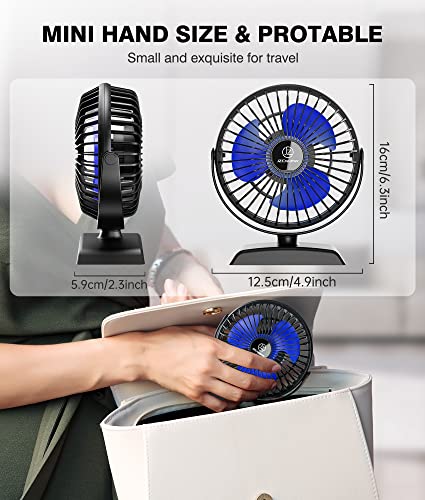JZCreater USB Desk Fan, 2Pack USB Fan, 360 Rotation Desktop Fan with 3 Speed, Table Personal Cooling Fan, Quiet Mini Desk Fan, USB Powered, Small Fan for Home Office Bedroom Car Travel, Pink - color: 282-2PACK Black