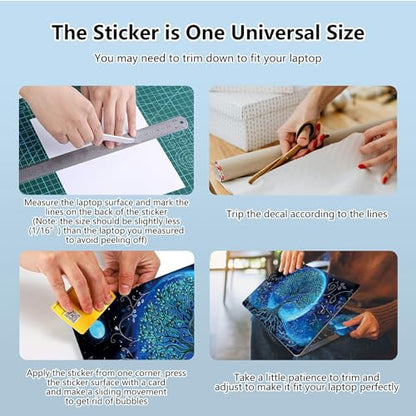 Universal Laptop Skin Sticker with 2 Wrist Pad Skins, Waterproof Scratch Resistant Vinyl Laptop Cover Decal, Cut to Fit for 11–15.6 Inch MacBook HP Dell Lenovo, Blue Art Tree Moon - color: Blue Art Tree Moon
