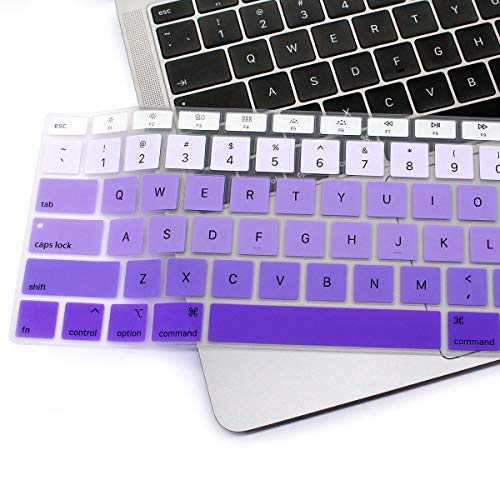 Se7enline Compatible with MacBook Air 13 Keyboard Cover 2018/2019/2020/2021/2022/2023/2024 Soft Silicone Protector for Mac Air 13 Inch M1 A2337/A2179 with Retina Display Keyboard Skin,Gradient Purple - color: Gradient Purple