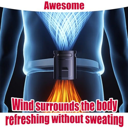 Portable Waist Fan, Clip on Belt Personal Fan, 4-Speeds, Rechargeable, Hiking, Riding, Fishing, Hands-Free Neck Hanging for Hiker, Worker, Wearable Camping, Outdoor, Jobsite, Traveling