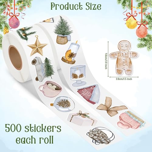 CNhoqc Cozy Winter Stickers Rolls - 1000 Pcs Winter Holiday Cozy Vibe Roll Waterproof Vinyl Reusable Laptop Stickers Coloring Book Scrapbook Water Bottle Page Activity Pad Party Favors Kids Skateboard - style: Christmas Winter Cozy Vibe