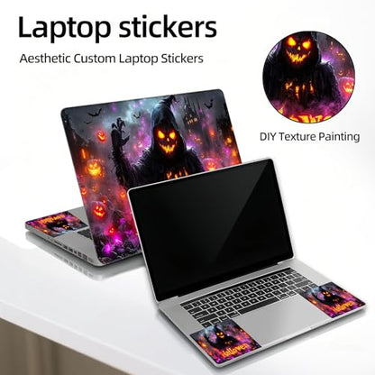 Universal Laptop Skin Sticker Decal, 12"-15.6" Aesthetic Vinyl Wrap, Halloween Ghost Reaper Waterproof Notebook Cover Art Protector for MacBook HP Dell Lenovo, Fits 13" 14" 15" 15.6" - color: Halloween Ghost Reaper