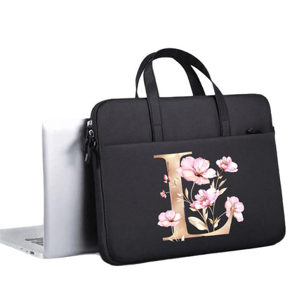 Computer Bag For Men & Women, With Initial Laptop Bag,14/15inches Messenger bag For Office、Business、Travel、School - color: Bk-l