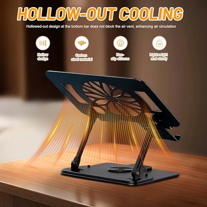 360 Rotating 2-in-1 Laptop Stand with Phone Holder,Ergonomic Adjustable Computer Riser for Desk,Computer Stand for Laptop,Foldable Laptop Holder,Compatible with All Laptops and Phones