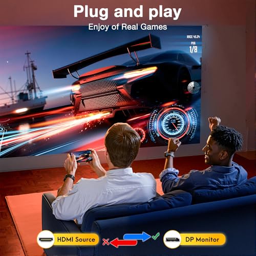 HDMI to DisplayPort Adapter Uni-Directional (4K@60Hz/1080P@120Hz) | HDMI (Source) 2.0 Male to DP (Display) 1.2 Female Converter Compatible with Laptop, AMD, NVIDIA, PS5, Xbox and More - 1 Pack - color: Light blue