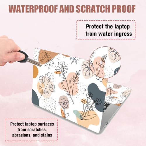 PLIGREAT Boho Laptop Decal Sticker Skin Cover, Floral Plants Laptop Stickers Skins Decal Fits 12" 13" 13.3" 14" 15" Laptops Universal Removable Vinyl Notebook Art Protector Netbook PC Cover Decals