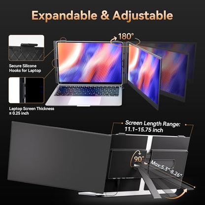 BOSII Laptop Screen Extender Portable - Ultra-Thin 14" FHD Dual Extended Monitor Display Travel Work for 14-17" Laptops Compatible with Windows/Mac - size: 14" thin monitor
