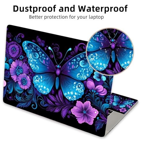 Aesthetic Laptop Skin Cover,12-15.6 Inch Universal Vinyl Sticker Decal,Waterproof Scratch-Resistant Notebook Wrap,Removable Residue-Free Protector,Butterfly Floral - color: Butterfly Floral