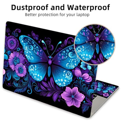 Aesthetic Laptop Skin Cover,12-15.6 Inch Universal Vinyl Sticker Decal,Waterproof Scratch-Resistant Notebook Wrap,Removable Residue-Free Protector,Butterfly Floral - color: Butterfly Floral