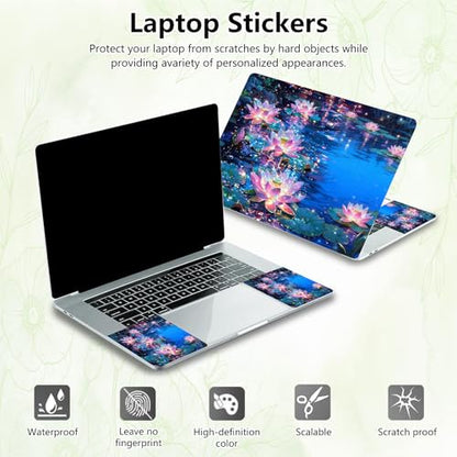 Laptop Skin Sticker Decal, Universal Reusable Vinyl Laptop Cover for 12" 13" 13.3" 14" 15" 15.4" 15.6" Notebook PC, Reusable Waterproof Scratch-Resistant with 2 Wrist Pads,Lotus Art Flowers - color: Lotus Art Flowers