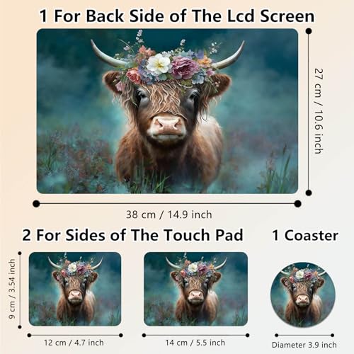 Laptop Skin Sticker Decal 15.6 Inch,12 13 13.3 14 15 15.6 in Laptop Netbook Skins for Notebook,Art Decal Removable Waterproof Scratch Resistant,Universal Vinyl Cover,Cute Highland Cow - color: Cute Highland Cow