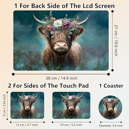 Laptop Skin Sticker Decal 15.6 Inch,12 13 13.3 14 15 15.6 in Laptop Netbook Skins for Notebook,Art Decal Removable Waterproof Scratch Resistant,Universal Vinyl Cover,Cute Highland Cow - color: Cute Highland Cow