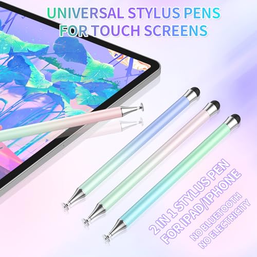 Stylus Pen for Touchscreen (4Pcs), 2 in 1 Stylus Pen for iPad, High Precision and Sensitivity Rubber Tips and Disc Compatible with iPad/iPhone/Android Tablets and All Touch Screens Devices (Light)
