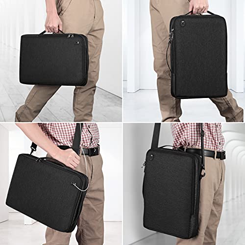 FINPAC 15.6-inch Laptop Shoulder Bag, Protective Computer Carrying Case Compatible with 16.2" MacBook Pro M5/M4/M3/M2/M1, 15-16" MacBook Air/Pro, Surface Laptop/Book, 15.6" HP/Dell/Acer/Samsung, Black - size: 15.6-inch