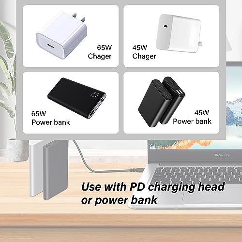 GINTOOYUN USB Type-C to DC 15V Power Charge Cable，USB-C Male Input to DC5.5x2.5mm Male Power Plug Charge Cable, for Router, CCTV,etc(4.9FT) - style: 65W 15V