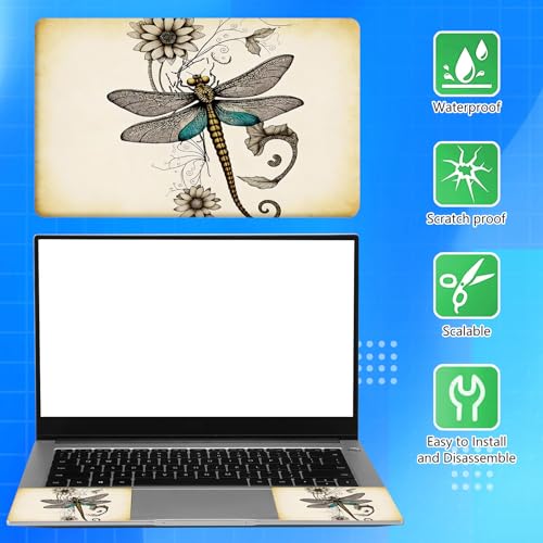 Universal Laptop Skin Sticker Decal for 11.6”12" 13" 13.3" 14" 15" 15.4" 15.6" Reusable Waterproof Scratch-Scratch Resistant Protective Vinyl Laptop Notebook Skin Stickers - Dragonfly Sunflower - color: Dragonfly Sunflower