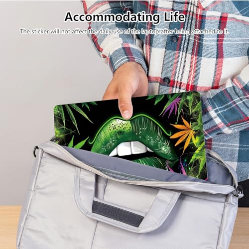 Universal Laptop Skin Sticker with 2 Wrist Pad Skins, Waterproof Scratch Resistant Vinyl Laptop Cover Decal, Cut to Fit for 11–15.6 Inch MacBook HP Dell Lenovo, Green Lip Weeds - color: Green Lip Weeds