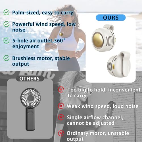 Portable Clip-On Fan, Mini USB Rechargeable 360° Rotatable Fan, Personal Fan 3-Speed Silent Mini Bladeless Fans (White) - color: 1 pack (White)