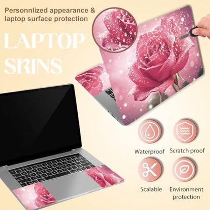 SUPERDANT Pink Rose Laptop Skin Decal Shining Rose Universal Laptops Skin Sticker Notebook Protector 12 13 13.3 14 15 15.4 15.6 Inches Vinyl Cover Removable Waterproof Personalized Art Decal Pink - color: Pink