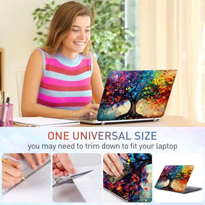 12.1-15.6 Inch Laptop Skin Decal, Universal Reusable Vinyl Laptop Cover Sticker, Waterproof Art Decal Protector in Colorful Tree - color: Colorful Tree