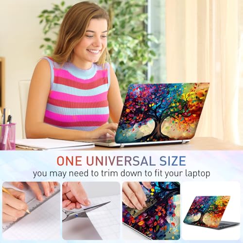 12.1-15.6 Inch Laptop Skin Decal, Universal Reusable Vinyl Laptop Cover Sticker, Waterproof Art Decal Protector in Colorful Tree - color: Colorful Tree