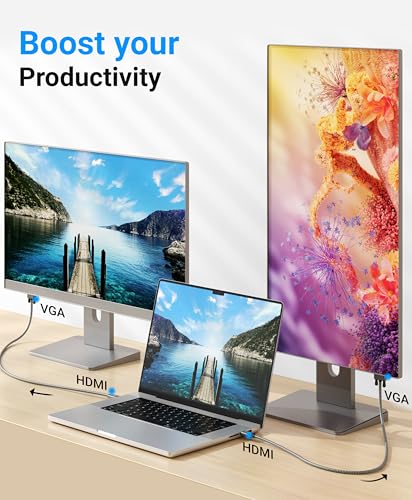 BlueRigger HDMI to VGA Cable 6FT (Unidirectional, 1080P, 60Hz, HDMI Adapter for Monitor, Male to Male, HDMI Source to VGA Display) - Compatible with Desktop, Laptop, PC, Monitor, Projector, HDTV - size: 6FT, style: HDMI-VGA