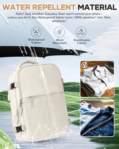 Vacuum Seal Travel Backpack with Air Pump Compression Waterproof Vacpack Carry On Backpack for Travel Daypack Women Men with Vacuum System Airlines Approved Vacpack Laptop Space Saver Bags Beige - color: B16-beige-(with Air Pump)
